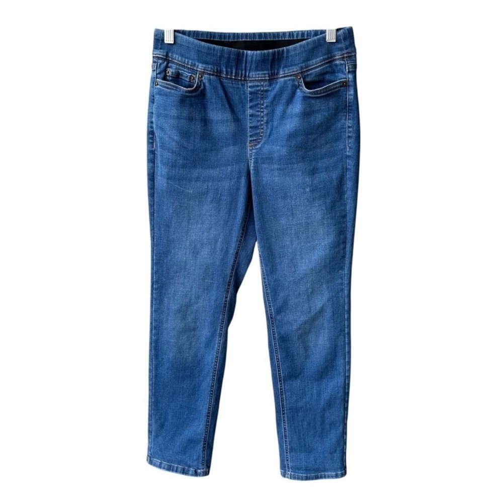 Denim And Co Jeans Pants Straight Leg Blue Stretch Pullon Waistband Sz 4 Petite